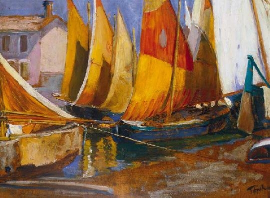 Tibor Ernő (1885-1945) Sailing boats in Brittany