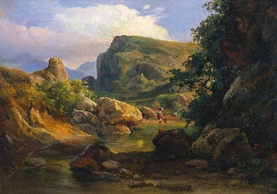 Markó Károly, Ifj. (1822 - 1891) Hikers in Italian countryside, 1845