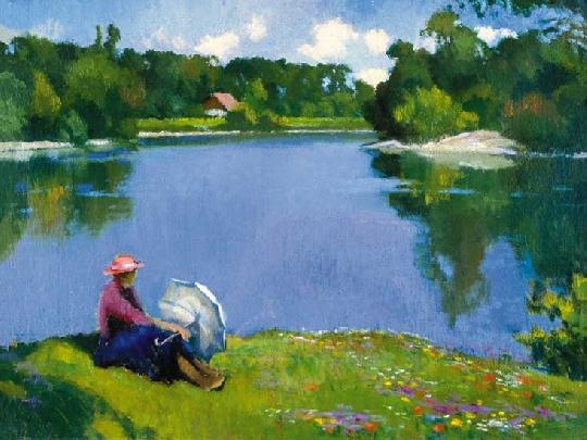Balla Béla (1882-1965) Pihenő a Bódi tó partján
