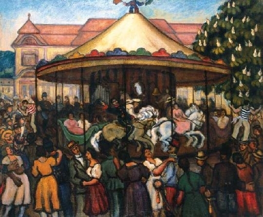 Román György (1903-1981) Fun-fair in Nagybánya, 1924