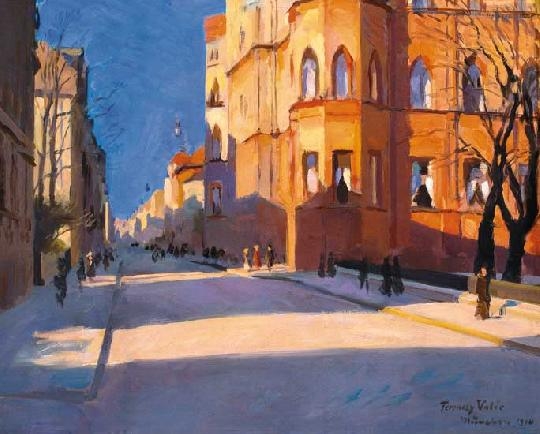 Ferenczy Valér (1885-1954) Napsütötte müncheni utca, 1910
