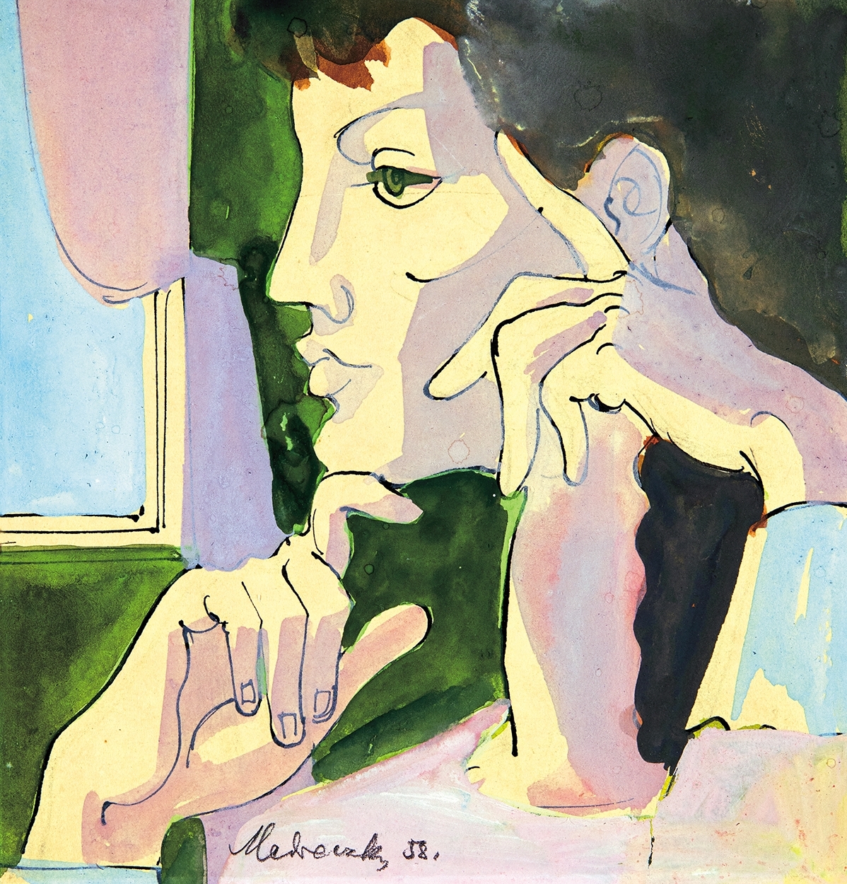 Medveczky Jenő (1902-1969) Női portré, 1958
