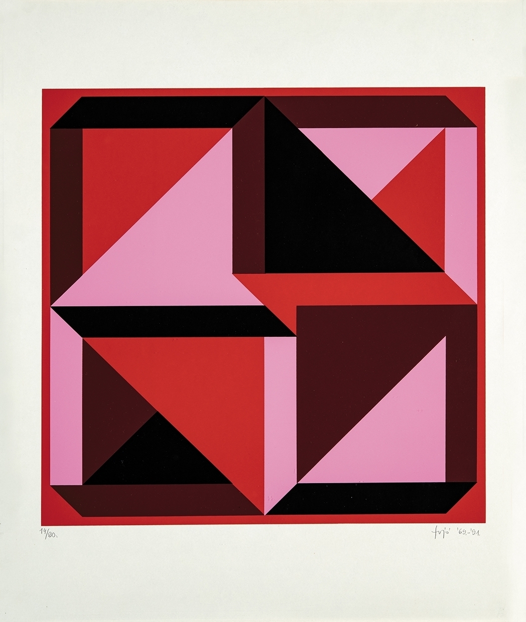 Fajó János (1937-2018) Rózsaszín absztrakt kompozíció, 1969-1991
