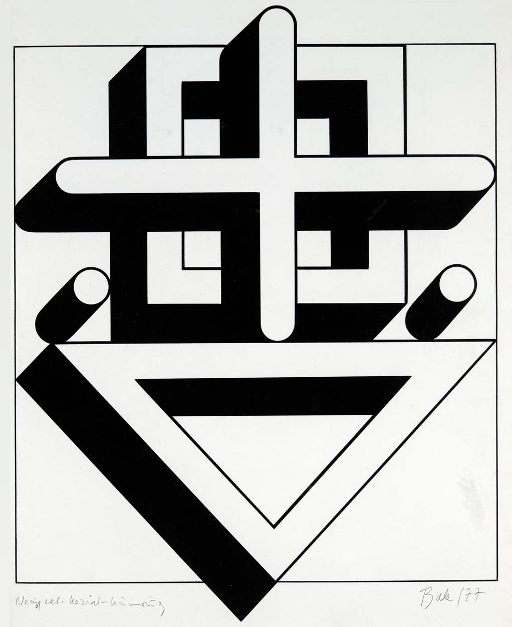 Bak Imre (1939-) Négyzet-kereszt-háromszög, 1977