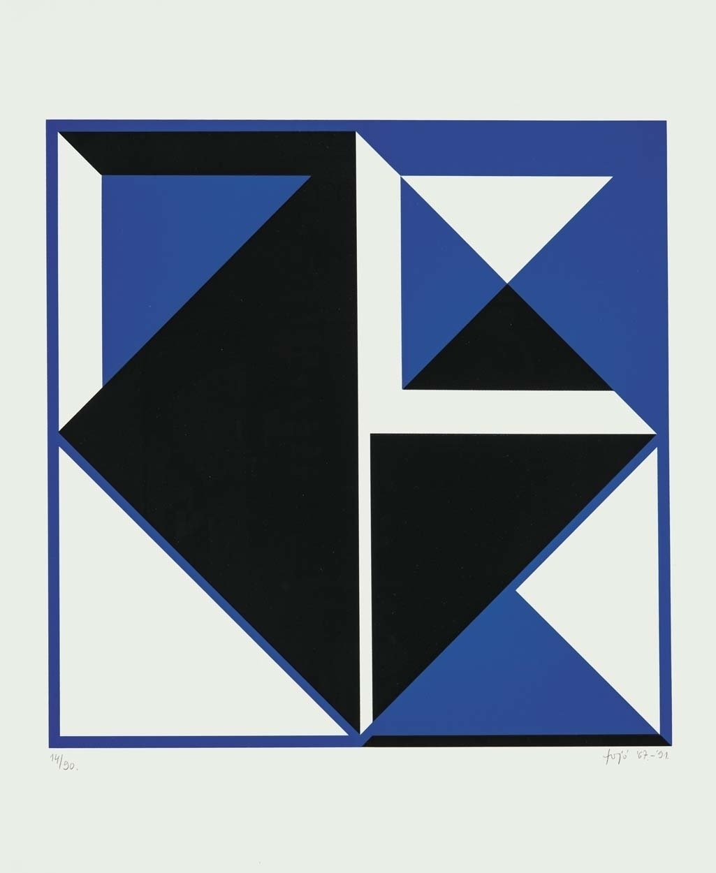 Fajó János (1937-2018) Abstract Composition in Blue, 1967-1991