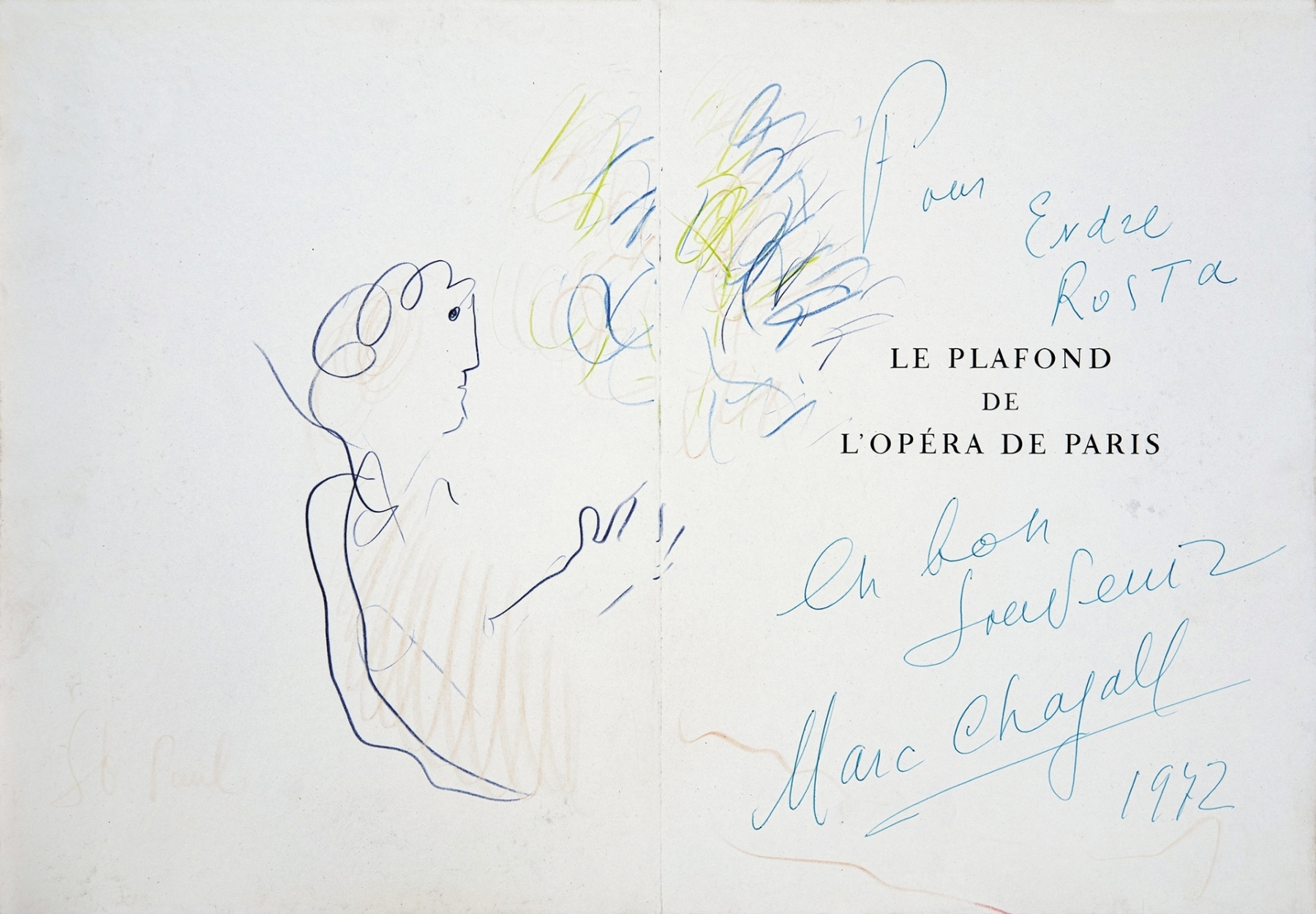 Chagall, Marc (1887-1985) Dedikáció Rozsda Endrének, 1972