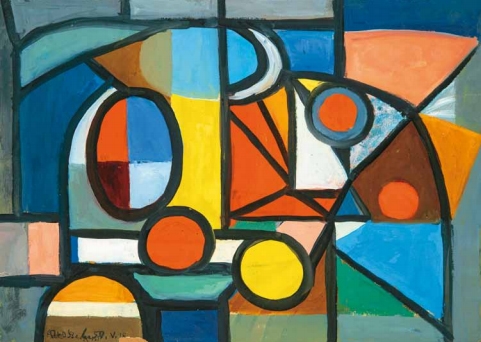 Orosz Gellért (1919-2002) Kompozíció sárgával és kékkel, 1959