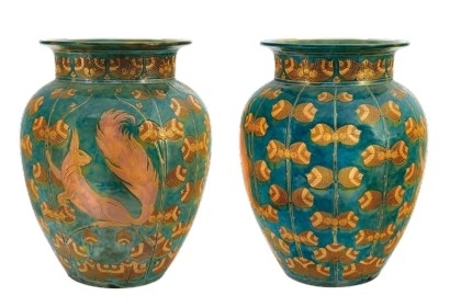 Zsolnay Vase with squirrel and hazel decor, Zsolnay, around 1905