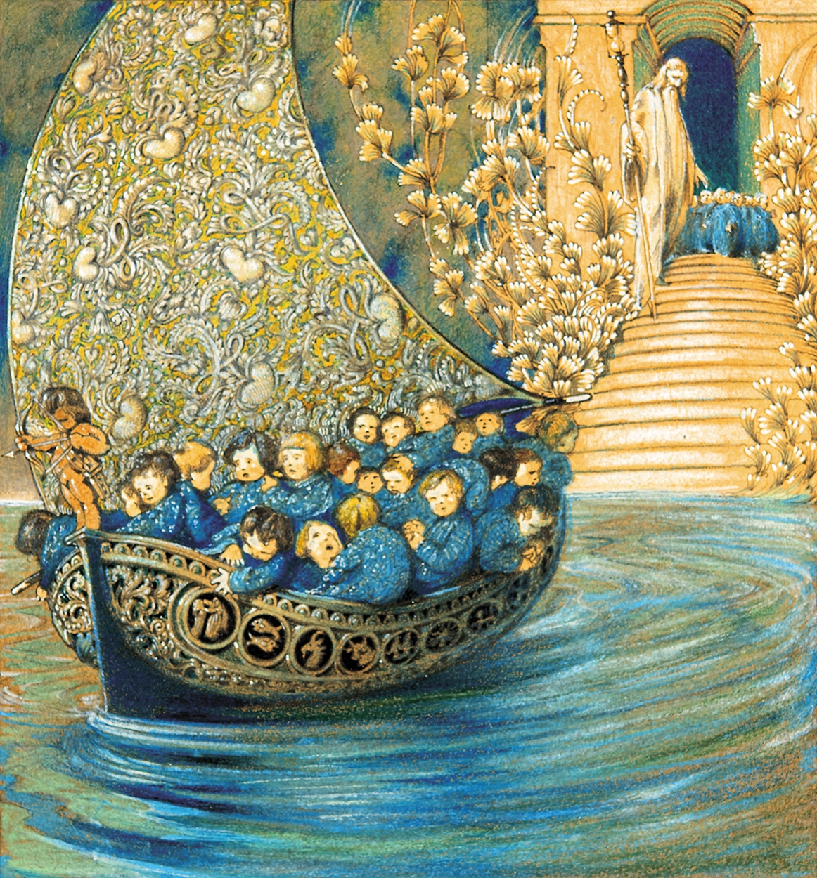 Jaschik Álmos (1885-1950) Illusztráció Maurice Maeterlinck Kék madarához – Az eljövendők