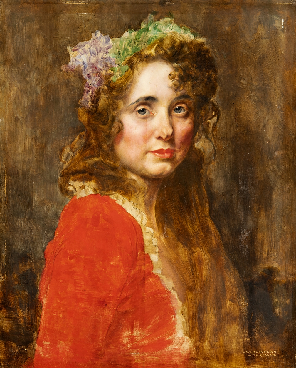 Karlovszky Bertalan (1858-1938) Girl with Flower in her Hair