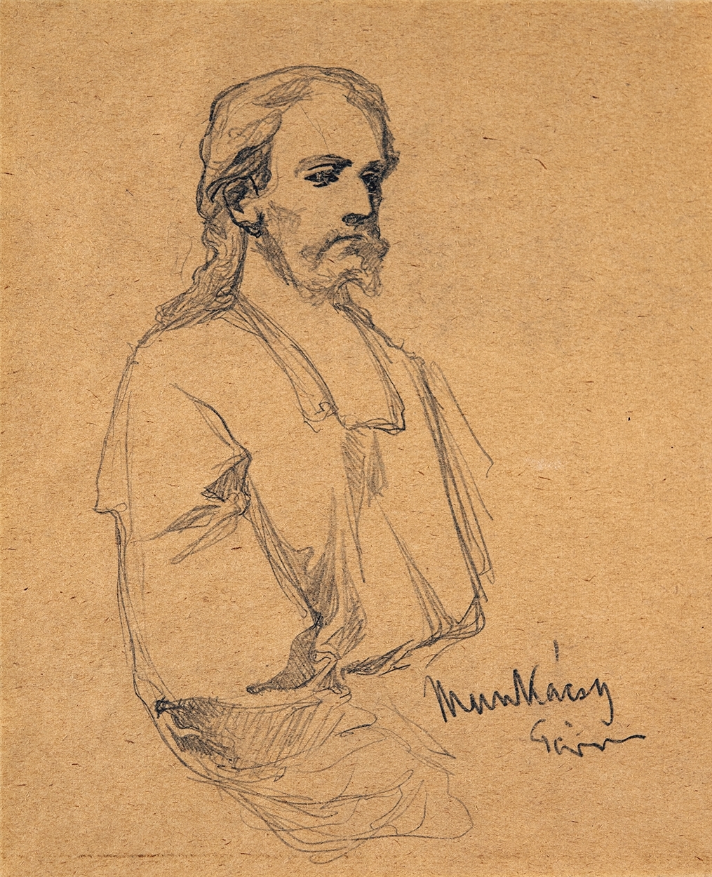 Munkácsy Mihály (1844-1900) Vázlat a Krisztus Pilátus előtt című képhez (Krisztus)