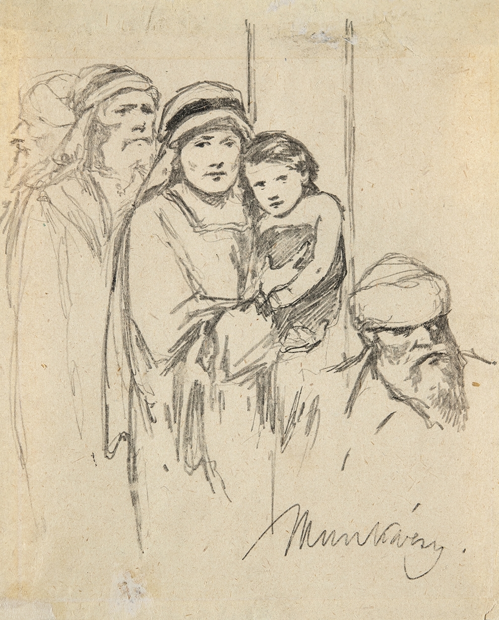 Munkácsy Mihály (1844-1900) Vázlat a Krisztus Pilátus előtt című képhez (Csoportkép)