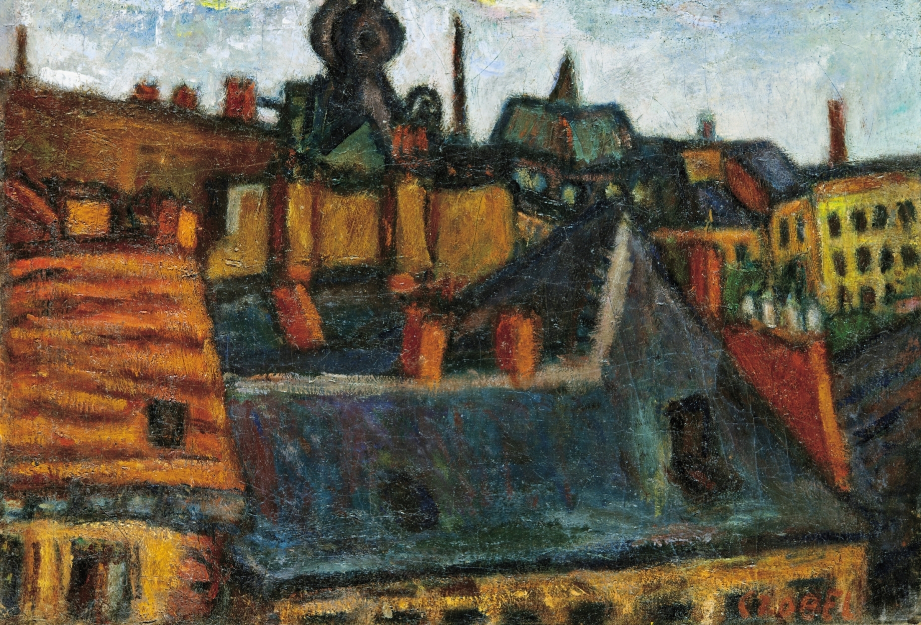 Czóbel Béla (1883-1976) Rooftops in Paris with the Palais de Chaillot
