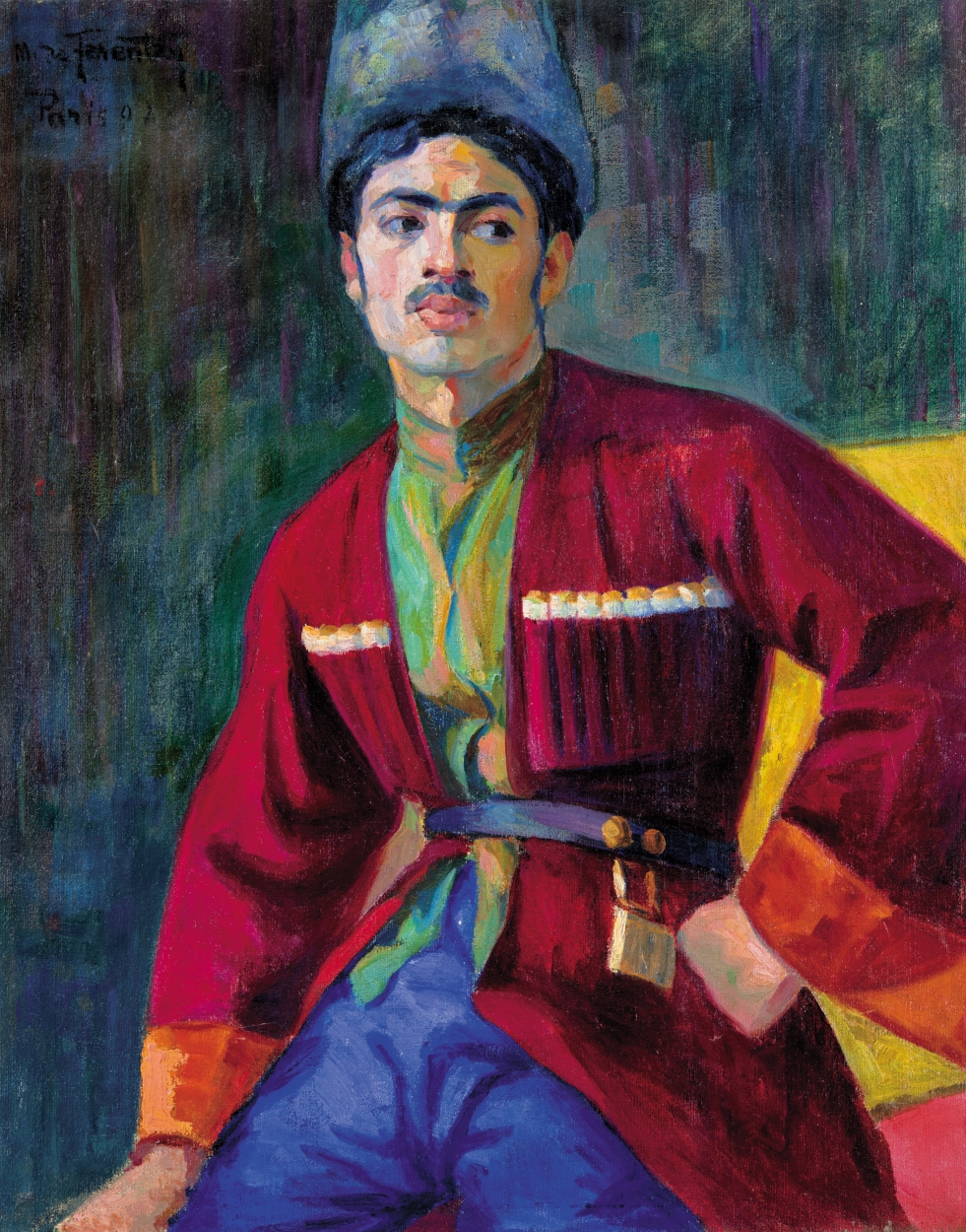 Ferentzy Márta (1880-1918) Kozák (Férfi vörös zubbonyban), 1907
