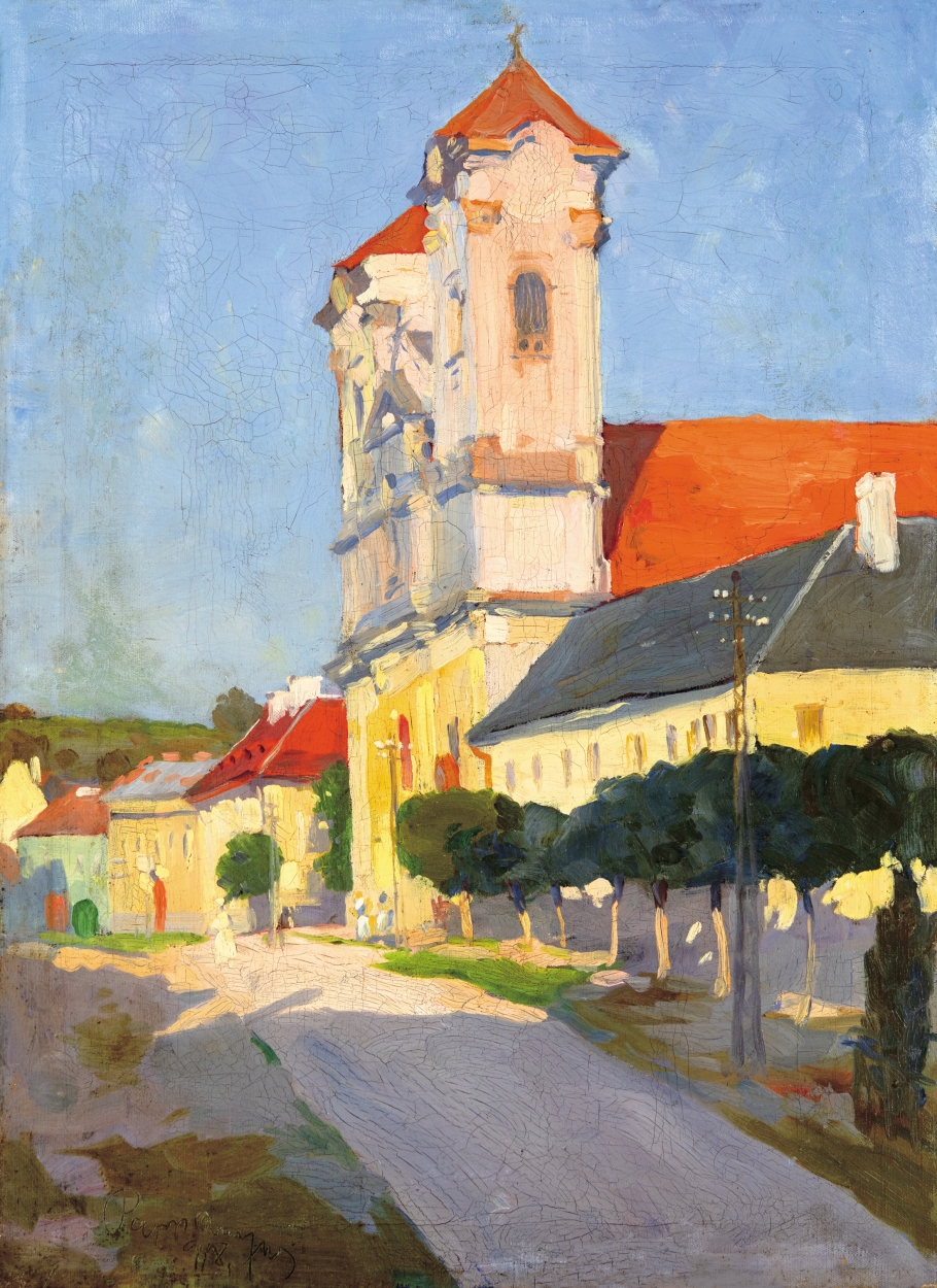 Papp Aurél (1879-1960) Az egri ferences templom, 1918