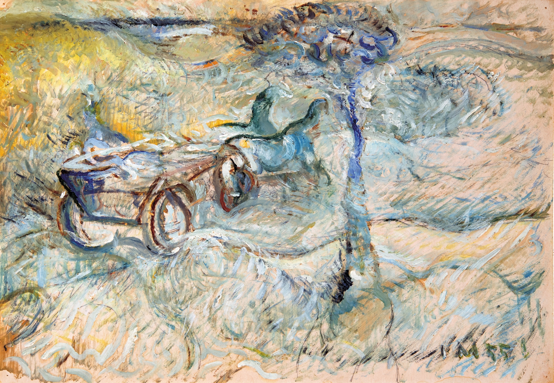 Tóth Menyhért (1904-1980) Landscape with Horse Carriage, 1955