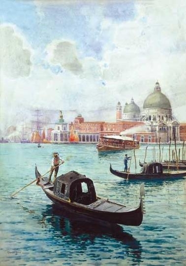 Koszkol Jenő (1868-1935) Venetian gondoliers