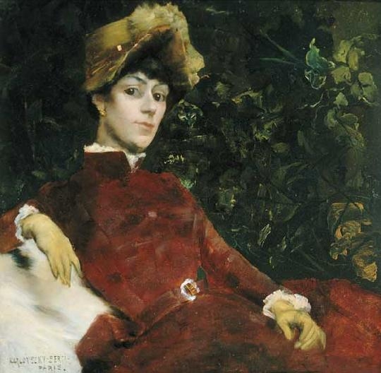 Karlovszky Bertalan (1858-1938) Portrait of a lady with hat