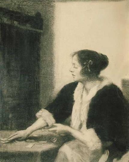 Csók István (1865-1961) Kártyavetés, 1907 körül