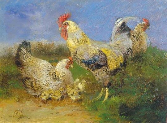 Mészöly Géza (1844-1887) Fowls