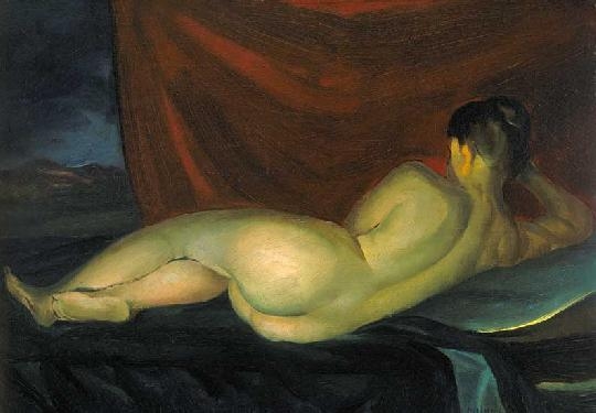Mund Hugó (1892-1962) Nude in front of the drapery