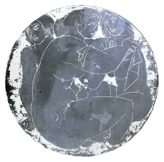 Zsolnay Wall ornamental plate, the three Graces, Zsolnay, 1980, design: Amerigo Tot