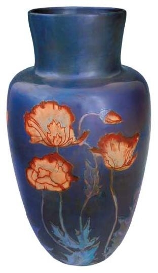 Zsolnay Vase with poppy-flower decoration, Zsolnay, around 1900, restored
