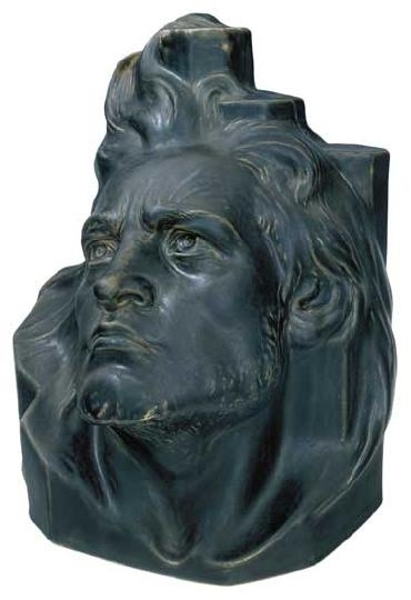 Zsolnay Bust, "the genius", Zsolnay, 1899,  Design: Sándor Apáti Abt