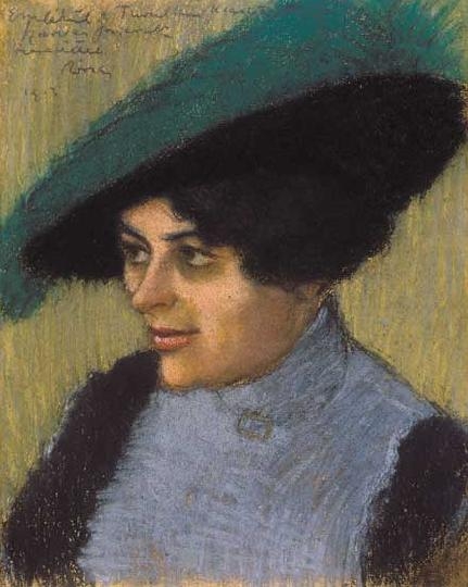 Rippl-Rónai József (1861-1927) Hölgy zöld kalapban, 1913