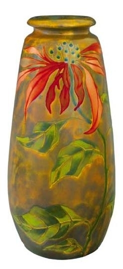 Zsolnay Vase with poinsettia, Zsolnay, around 1902 Design: Tádé Sikorski, 1902