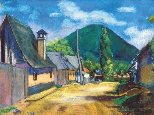 Pittner Olivér (1911-1971) Houses at the foot of Kereszt Hill, 1937
