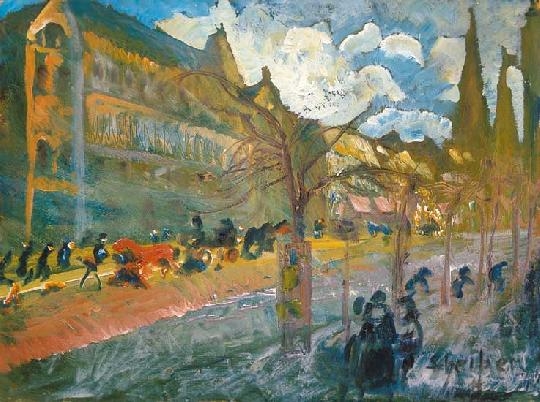 Scheiber Hugó (1873-1950) Rainy town