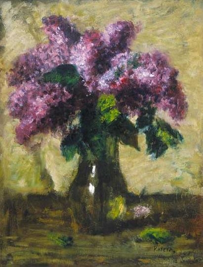 Koszta József (1861-1949) Still life with lilacs
