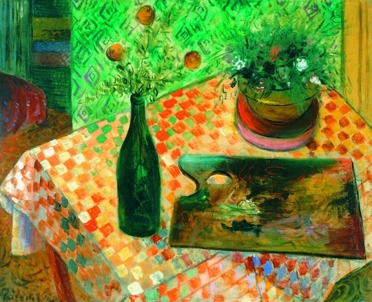Peterdi Gábor (1915-2001) Festőpalettás asztali csendélet