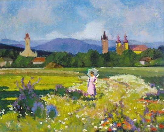 Balla Béla (1882-1965) Field of wild flowers in bright sunshine