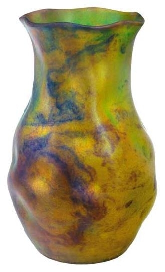 Zsolnay Vase with 'indented' sides, Zsolnay, 1900.