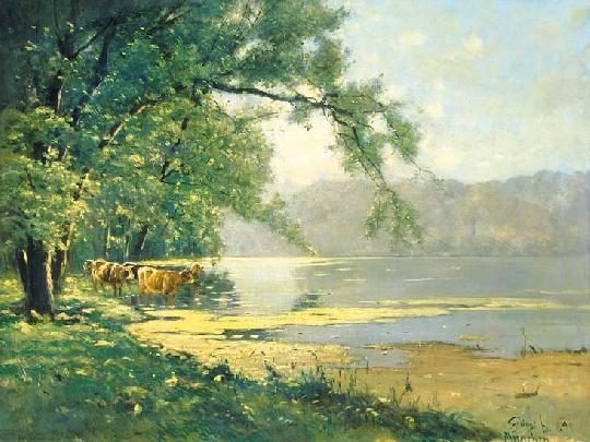 K. Spányi Béla (1852-1914) Shady riverside, 1890