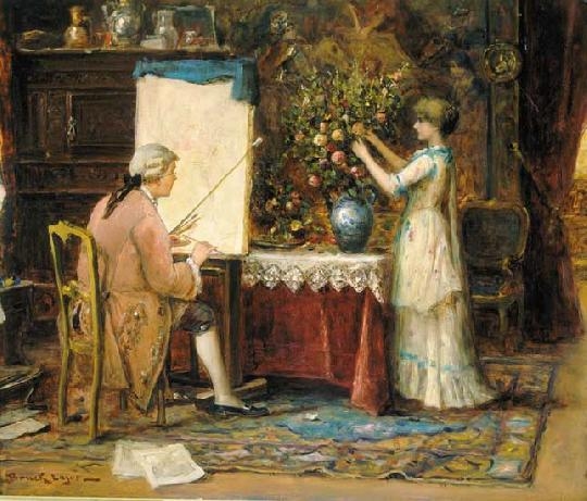 Bruck Lajos (1846-1910) The painter and his model