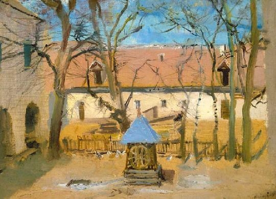 Mednyánszky László (1852-1919) Courtyard scene