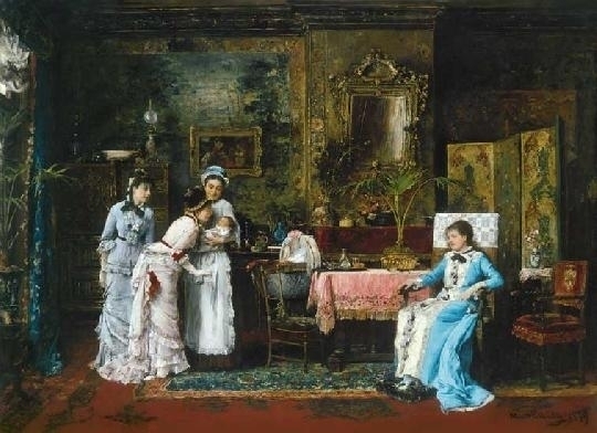Munkácsy Mihály (1844-1900) Visiting the infant, 1879