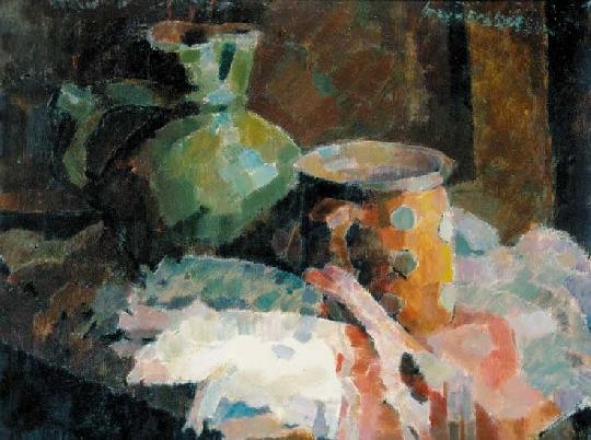 Nagy Oszkár (1883-1965) Still life with a dotted mug, 1961