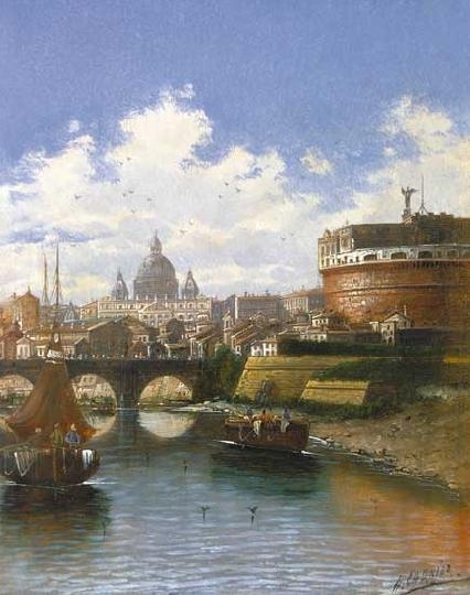 Kaufmann, Karl (1843-1901) The view of Rome from the Tevere