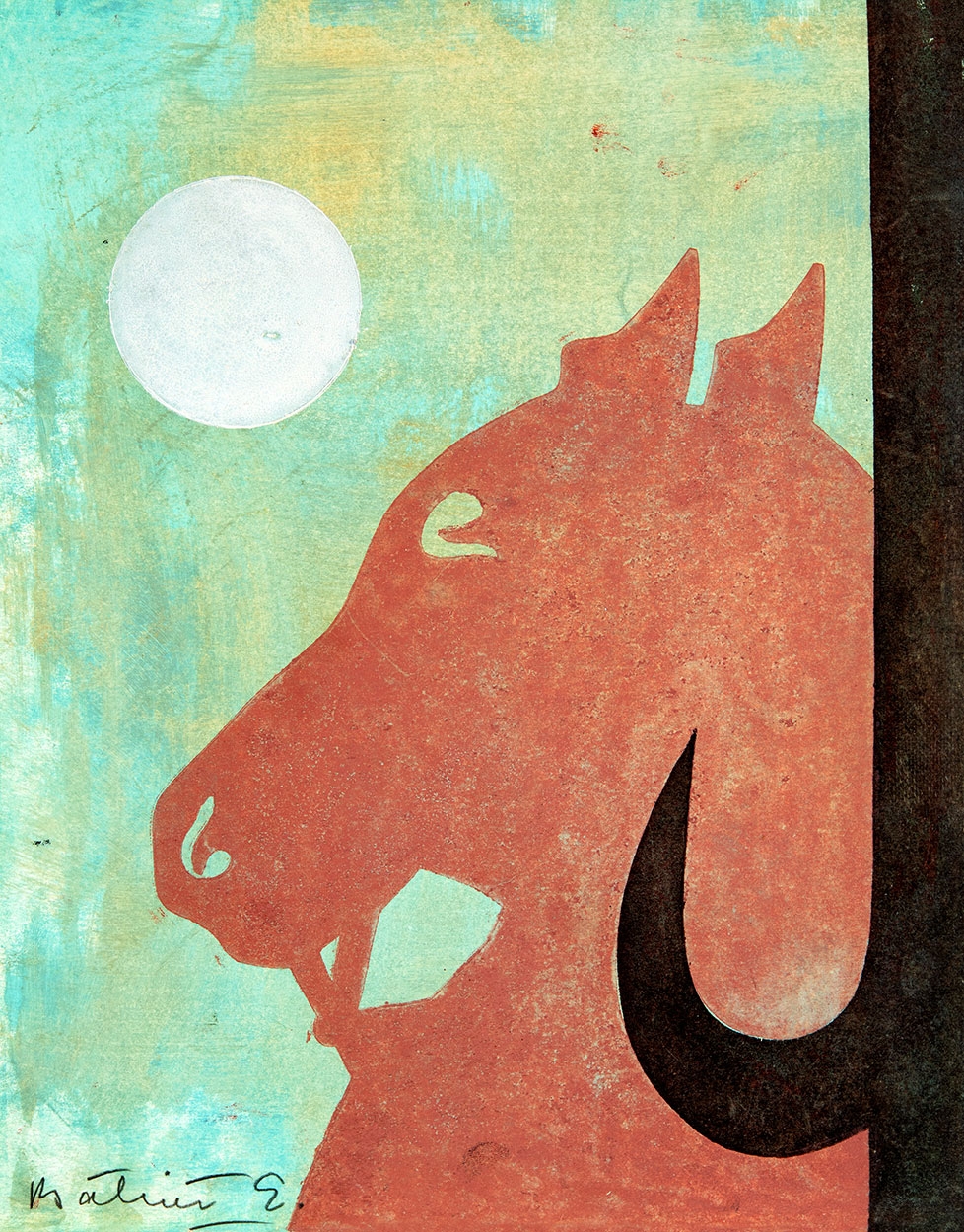 Bálint Endre (1914-1986) Horse Head with Moon, 1970s