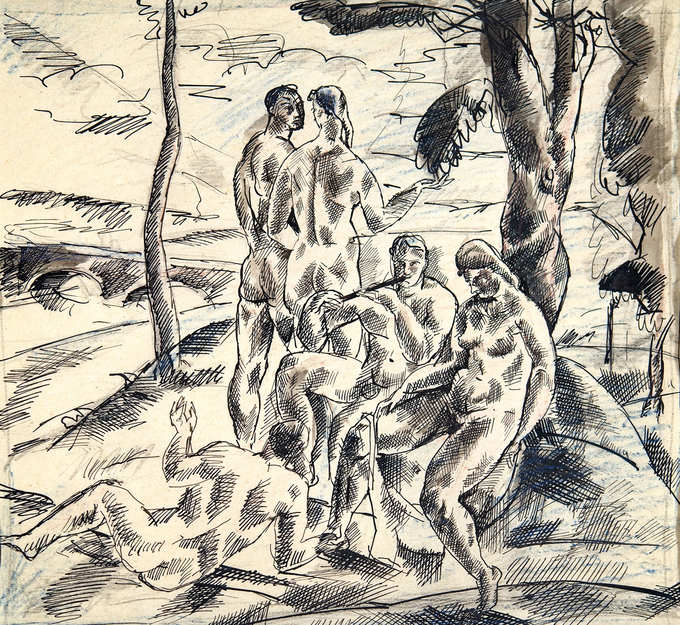 Csabai-Ékes Lajos (1890-1944) Nudes Outdoors