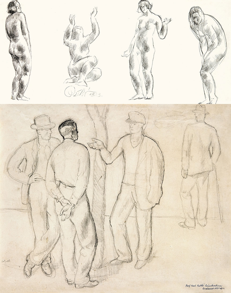 Patkó Károly (1895-1941) Study of a Nude, 1923 /Italian Company (Study for „Lerici”), 1930s