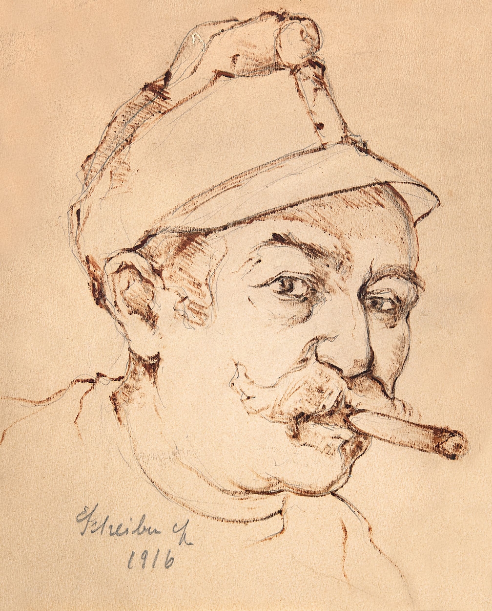 Scheiber Hugó (1873-1950) Man with Cigar, 1916