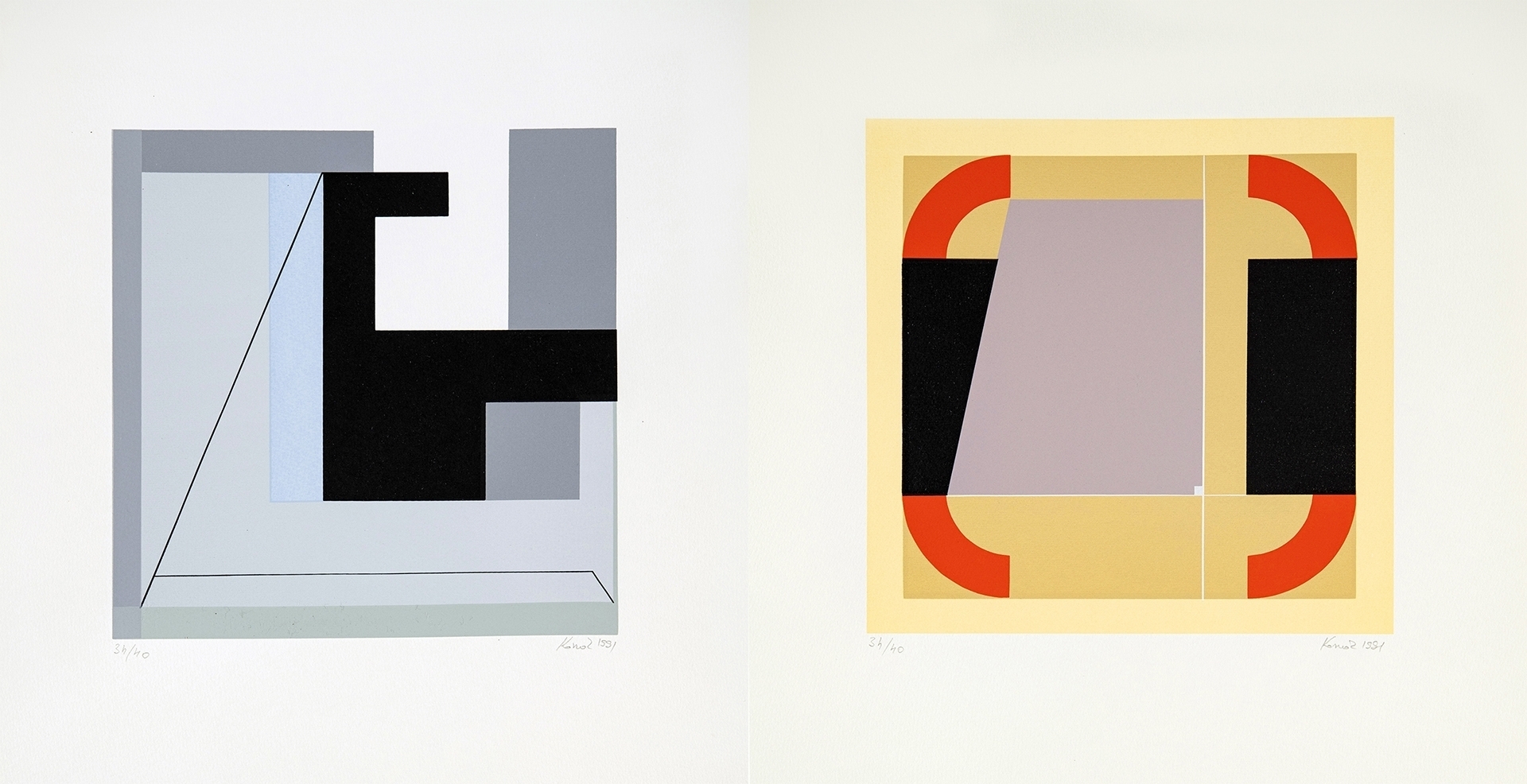 Konok Tamás (1930-2020) Dynamic Forms – 2 artworks, 1991