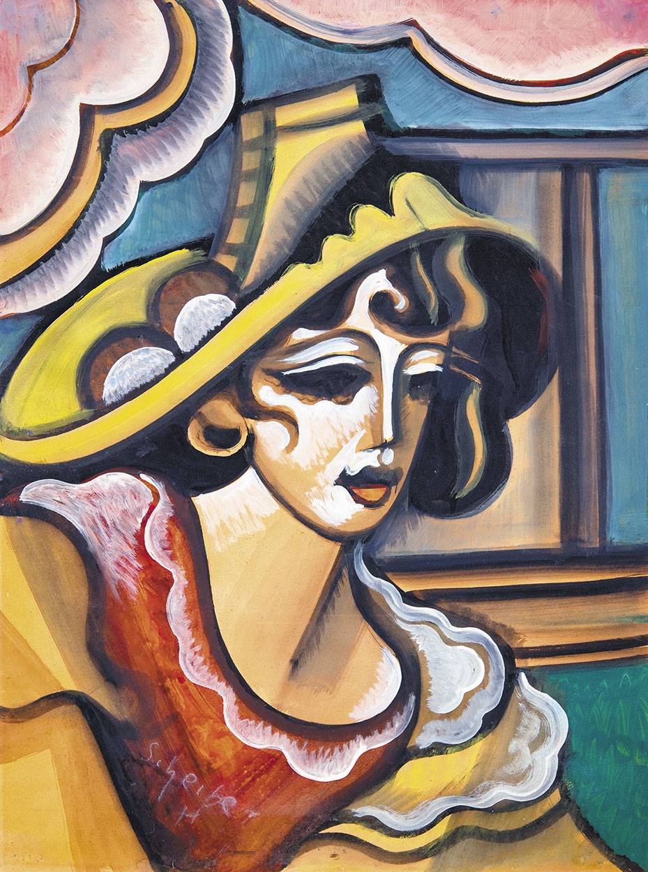 Scheiber Hugó (1873-1950) Lady in a Hat