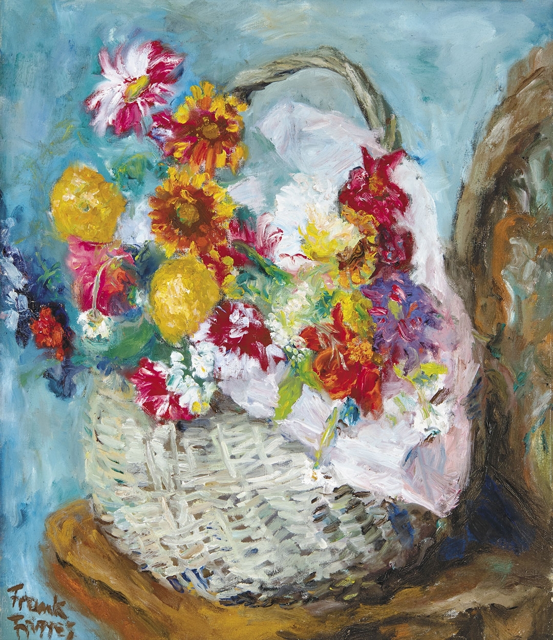 Feszty Árpád (1856-1914) Flower Basket