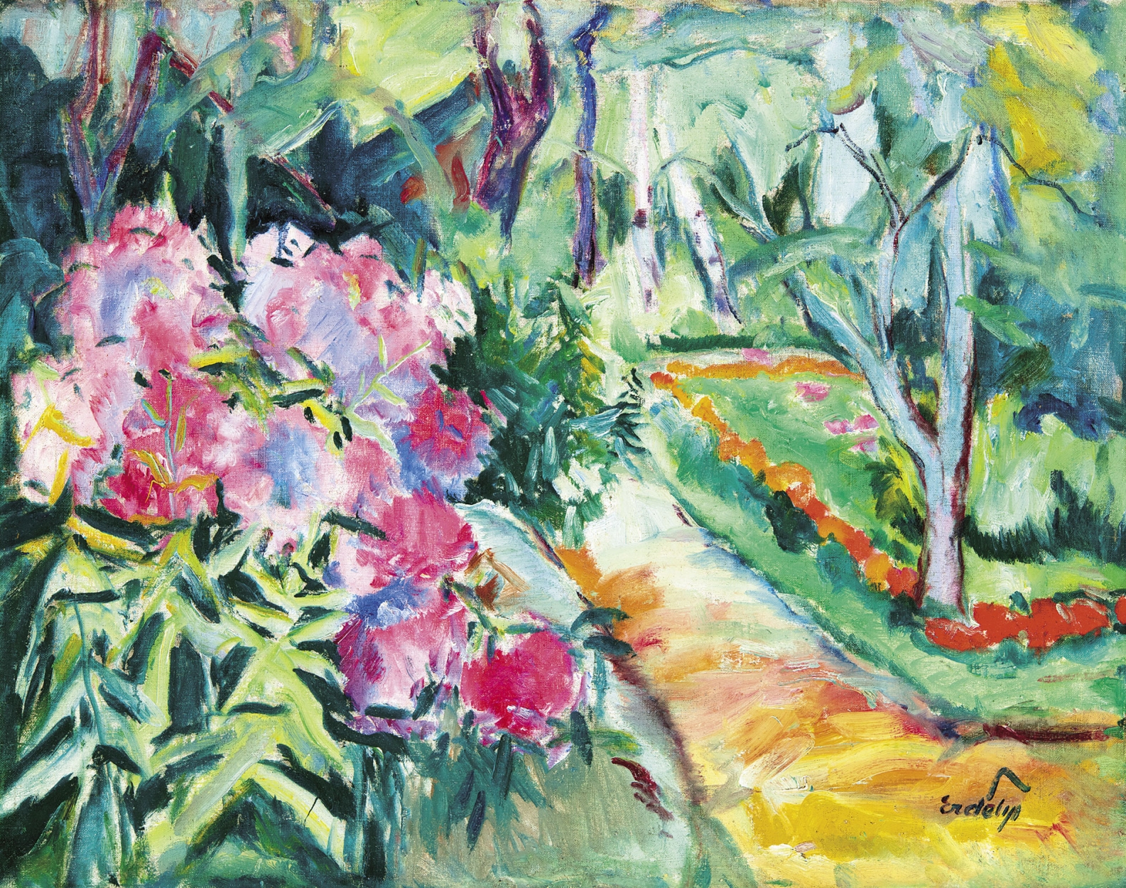 Erdélyi Béla (1891-1955) Garden in Szolyva